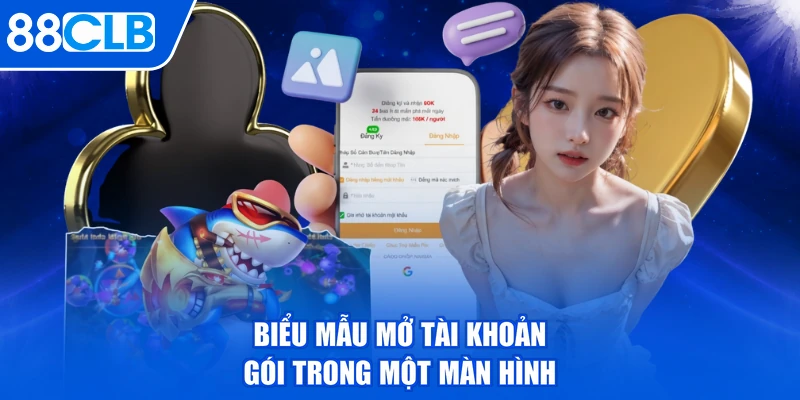 Biểu mẫu mở tài khoản gói trong một màn hình